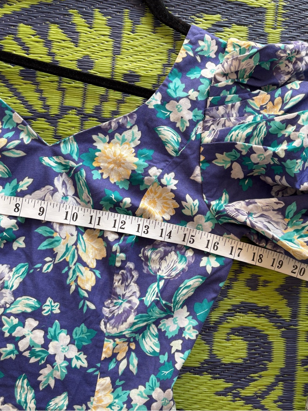 Laura Ashley Vintage Blue Floral Puff Sleeve Midi Dress UK 14 US 12 Cottagecore - Picture 9 of 11